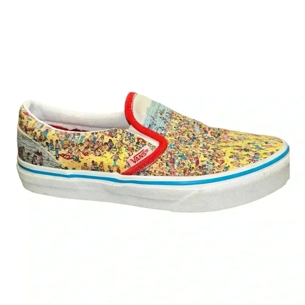 Vans x Where's Waldo Classic Slip-On Find Steve Beach Kids Size 3 - Picture 9 of 13